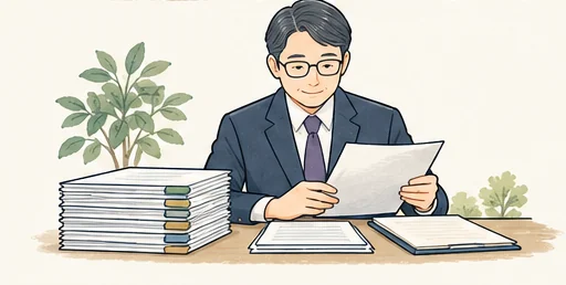 書類を一つずつ整理する人